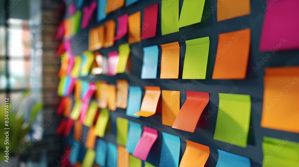 a wall covered with colorful sticky notes a wall covered with colorful sticky notes