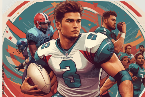 american football or rugby player illustration