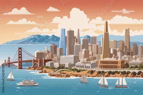 coloring map of San Francisco illustrated