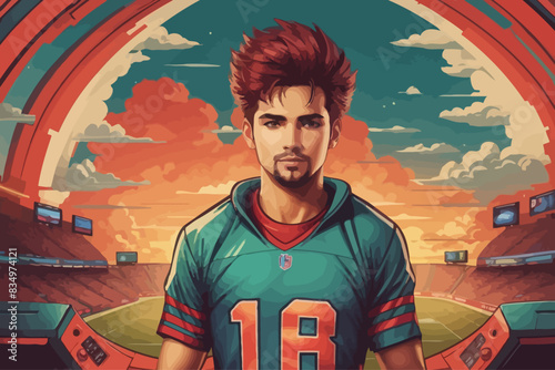 american football or rugby player illustration