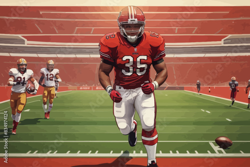 american football or rugby player illustration