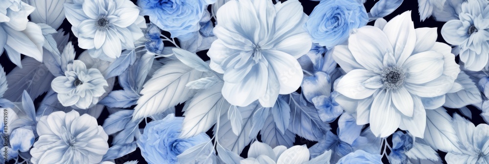 Seamless floral pattern with blue flowers and leaves on a white background. Horizontal image with detailed flower illustrations and bright colors.
Floral design, blue flowers, seamless pattern, botan Seamless floral pattern with blue flowers and leaves on a white background. Horizontal image with detailed flower illustrations and bright colors.
Floral design, blue flowers, seamless pattern, botan