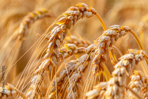 Ears of barley. Harvest concept. Farmland. Dry crops. Natural light