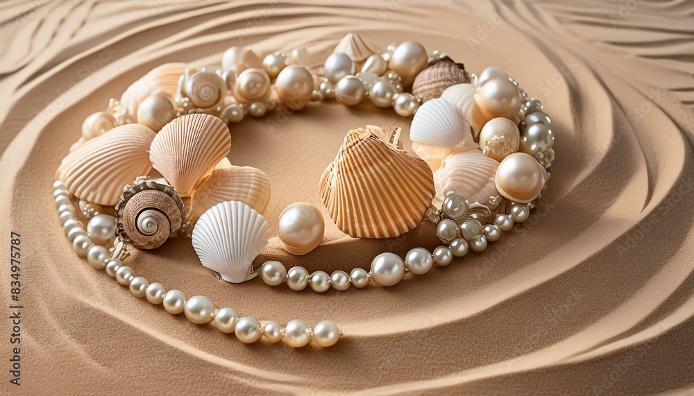 pearl necklace and seashell pearl necklace and seashell