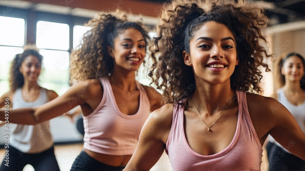 beautiful young women in fitness class beautiful young women in fitness class