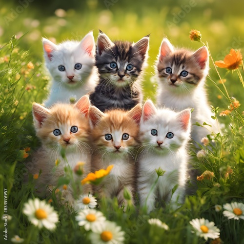 Adorable Kittens in a Meadow