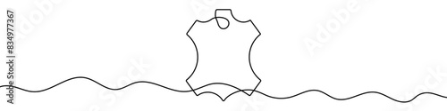 Continuous editable drawing of leather icon. One line drawing background. Vector illustration. Leather symbol in one line style.
