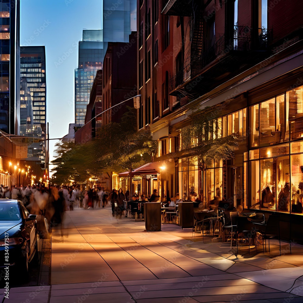 Fototapeta premium Busy downtown streets at night