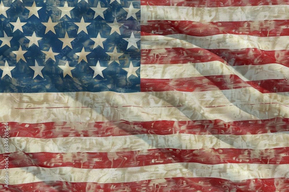 Frontal perspective of a digitally rendered stars and stripes flag Frontal perspective of a digitally rendered stars and stripes flag