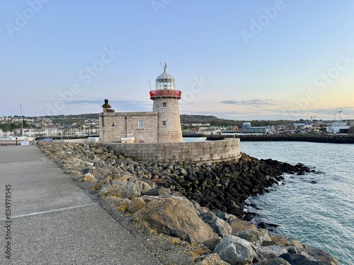 Photography Lighthouse and pier in the harbor, Dublin, Ireland