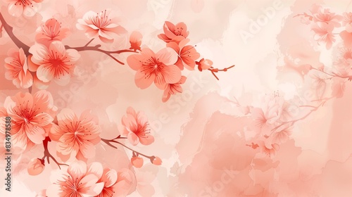 A floral background with a Japanese pattern modern. A template for cherry blossom icons.