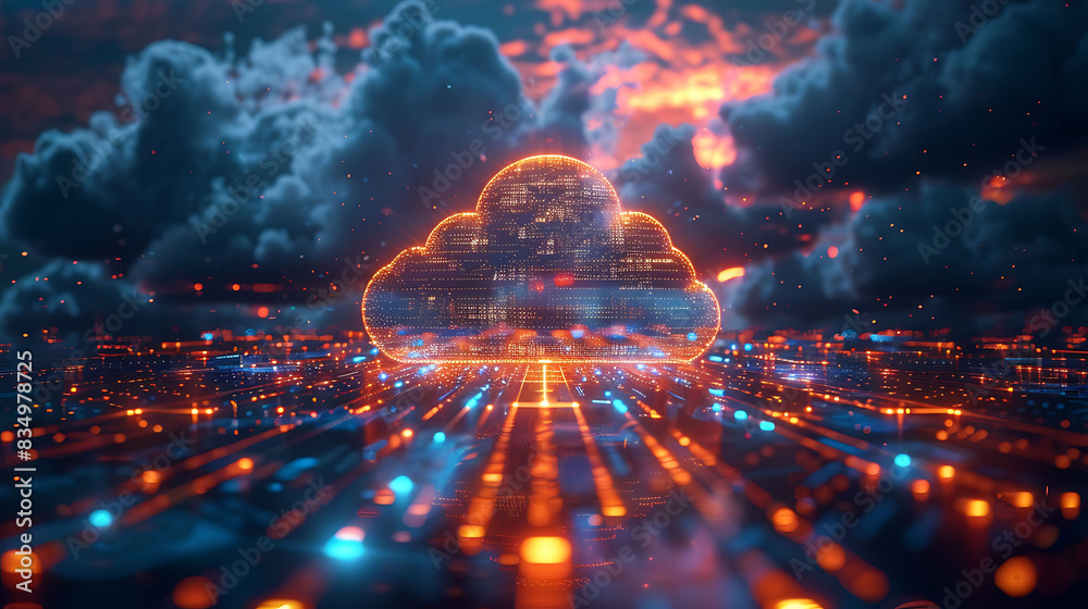 dynamic visual of a cloud network with glowing data nodes and digital pathways interconnected in a secure network HighSpeed Photography and InBody Image Stabilization ensure sharp vibrant imagery