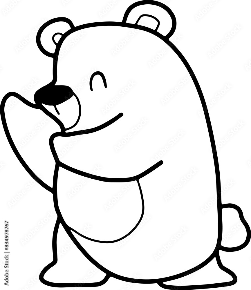 Cute bear, cartoon animal, coloring book, hand drawn, illustration, wearing white Cute bear, cartoon animal, coloring book, hand drawn, illustration, wearing white