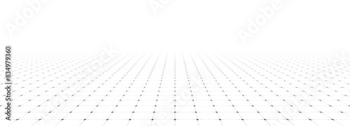 White background with gray perspective grid lines creating a square pattern. Template platform for technology, user interface, industry, science, blueprint, or infographic concept. Vector illustration