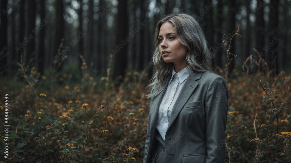 woman in space with feeling of loneliness woman in space with feeling of loneliness