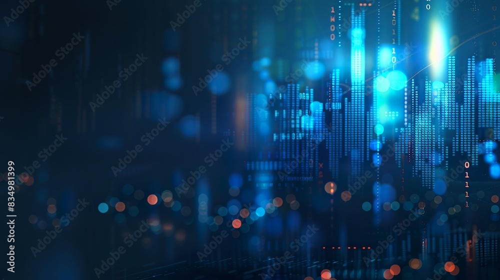 Obraz premium Blurred background steps of bar chart on blue background , business growth and development , financial data 