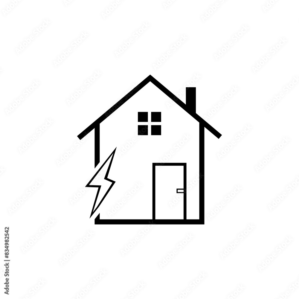 Fototapeta premium a house with electricity sign, house electricity concept icon