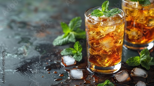 A glass of cool and refreshing mint julep.