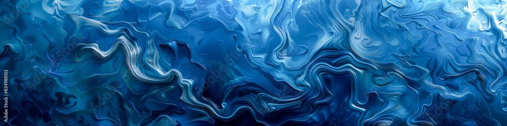 Abstract Fluid Art with Intense Blue Swirls and Waves Abstract Fluid Art with Intense Blue Swirls and Waves