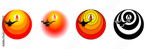 Oil Fire lamp vector. aladdin fire lamp various by vector illustration concept.