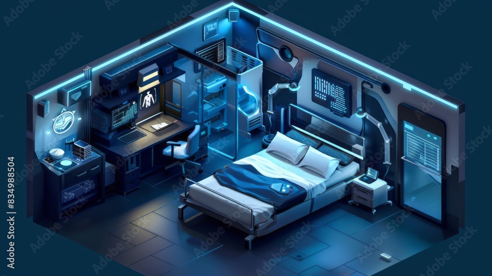Isometric Quarantine Room Concept Isometric Quarantine Room Concept