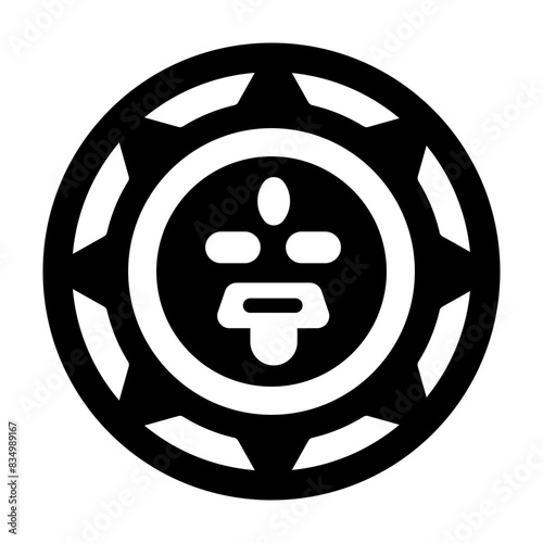 Trendy solid icon of aztec sun 