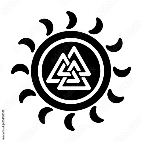 Grab this solid icon of valknut sun 