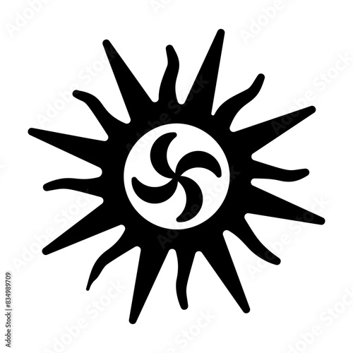 Easy to edit solid icon of borjgali sun