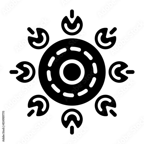 Ready to use glyph icon of a gaelic sun