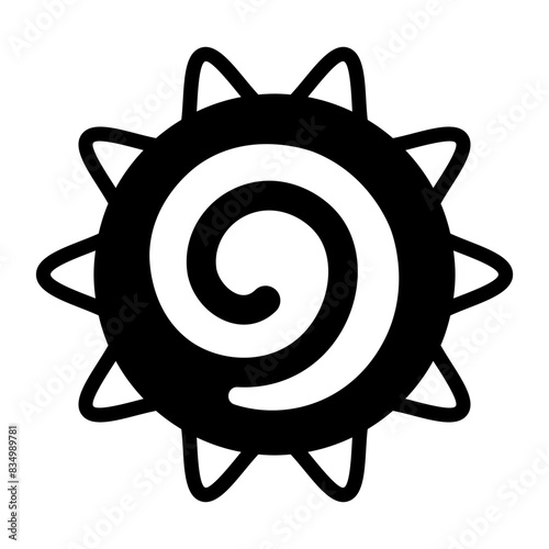 A glyph style icon of aztec sun 