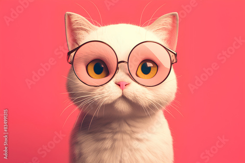 cute cat wearing glasses