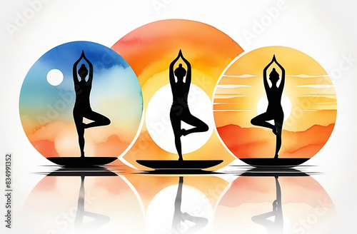 set silhouette of a woman in yoga pose