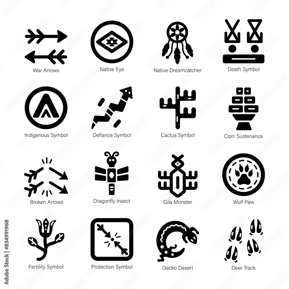 Set of 16 Glyph Style Native American Icons
Set of 16 Glyph Style Native American Icons