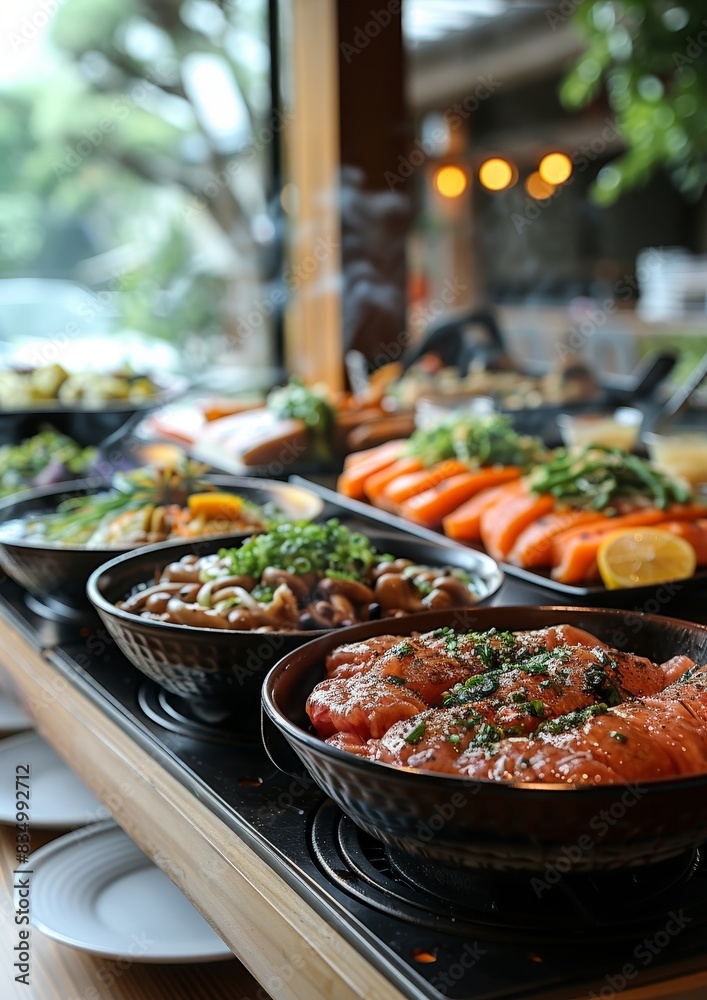 Obraz premium Kaiseki - An elaborate multi-course meal featuring seasonal and beautifully presented dishes. 
