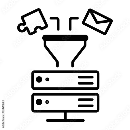 A handy line style icon of collecting data 