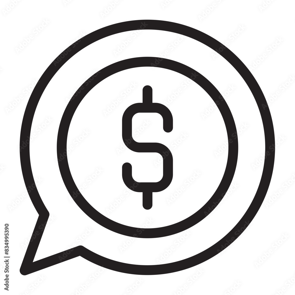 Investmen Money Bubble Chat Icon, Line Art Style Design Isolated On White Background Investmen Money Bubble Chat Icon, Line Art Style Design Isolated On White Background