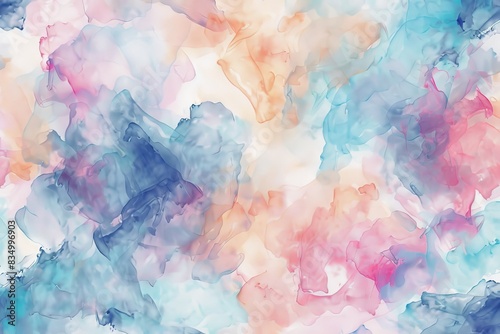 Dreamy pastel watercolor seamless pattern in soft hues of spring