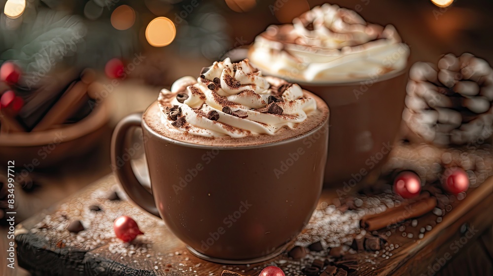 A creamy hot chocolate with peppermint stick. A creamy hot chocolate with peppermint stick.
