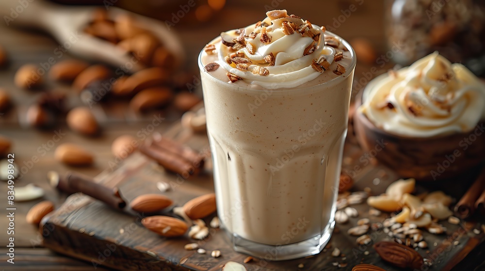 A creamy vanilla and almond smoothie. A creamy vanilla and almond smoothie.