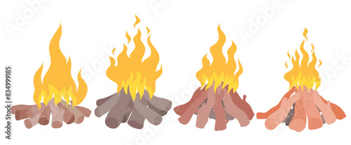 Camping bonfire vector cartoon style.