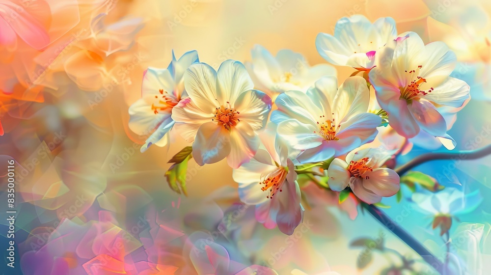 Naklejka premium enchanting blossoms beautiful spring flowers closeup aigenerated floral illustration