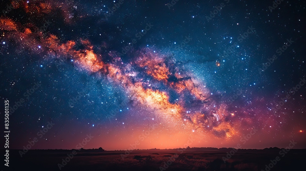 A breathtaking shot of the Milky Way over a serene countryside. A breathtaking shot of the Milky Way over a serene countryside.