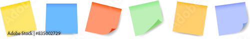 Set of realistic multicolor sticky papers. Isolated note collection with shadows. Notes collection with shadow on transparent background