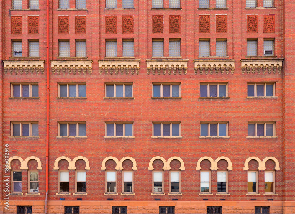 Fototapeta premium Symmetrical Brick Building Wall Background