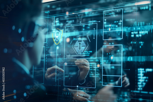 Cyber security network, privacy data protection concept, Computer programmer team with network, security system, software development, data encryption, innovation cybersecurity technology