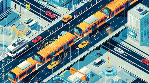 Design an infographic showcasing the future of transportation technology. Include autonomous vehicles, hyperloop systems, and advancements in electric and hydrogen fuel cell vehicles.