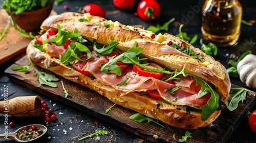 homemade italian sub sandwich with fresh ingredients trendy food photography