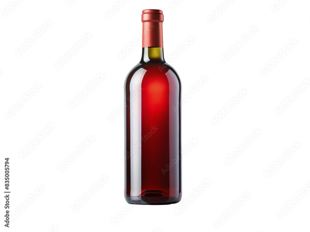 A red wine bottle stands alone on a white background A red wine bottle stands alone on a white background