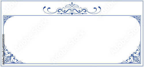 envelope blue abstract lines Thai pattern lines for the frame border on white background