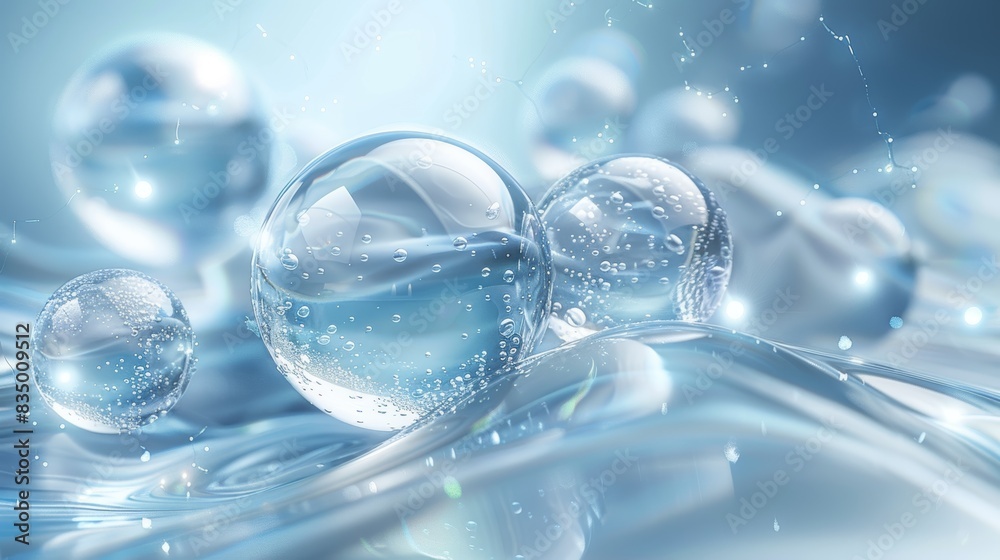Crystal Clear Water Droplets on a Smooth Blue Surface Crystal Clear Water Droplets on a Smooth Blue Surface